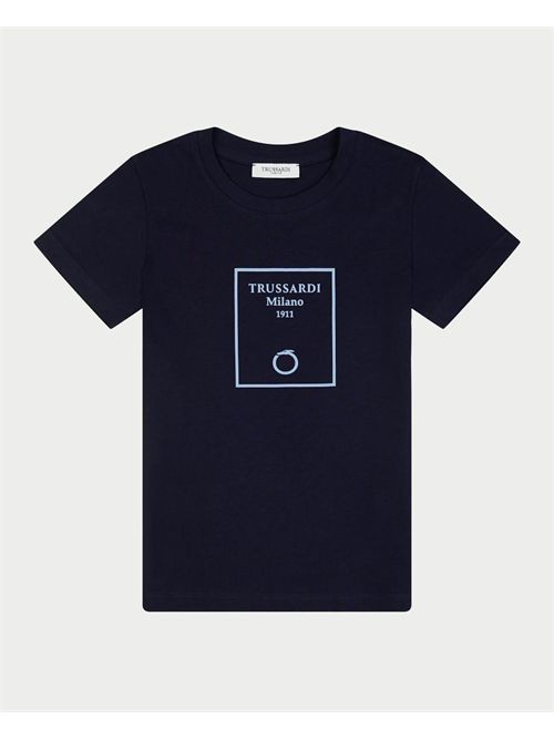 T-shirt bambino Trussardi in cotone con logo TRUSSARDI | TBP25025TSBLUE NAVY
